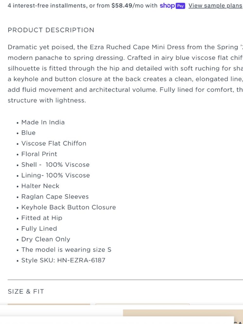 Hemant & Nandita Ezra Ruched Cape Mini Dress - Picture 6 of 10